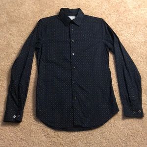 Express S 14/14.5 extra slim navy polka dot shirt